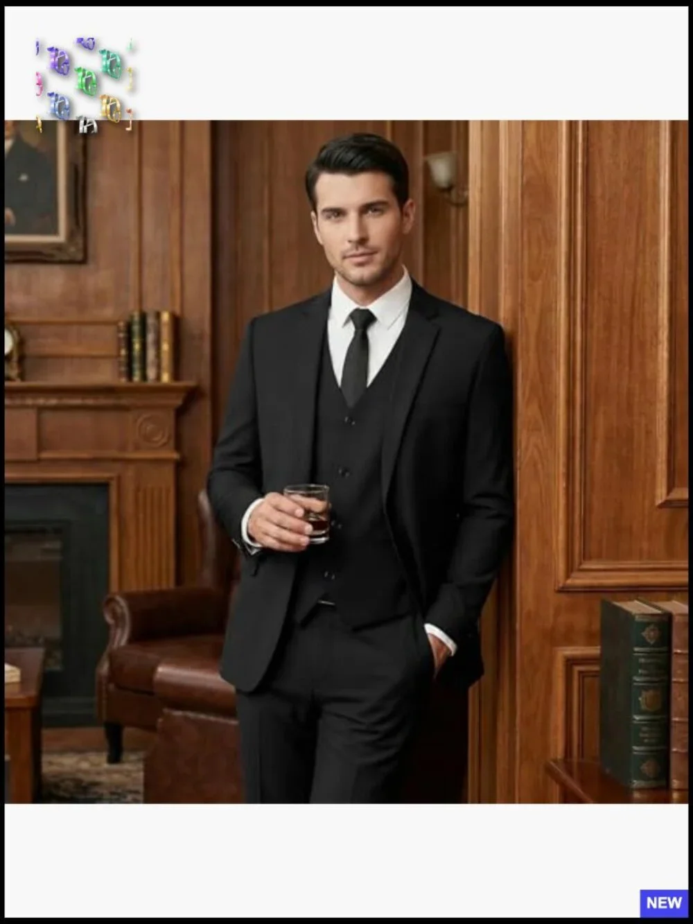Slim Fit Three Piece Suit Set Classic Elegant Business Wedding Tuxedo